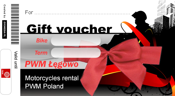 Gift voucher motorcycle rental PWM Gdansk Poland Gift voucher motorcycle rental PWM Gdansk Poland