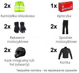 Gratis do każdego wypożyczenia w wypożyczalni motocykli w Gdańsku (apteczka, kamizelka, kask, nakolanniki)